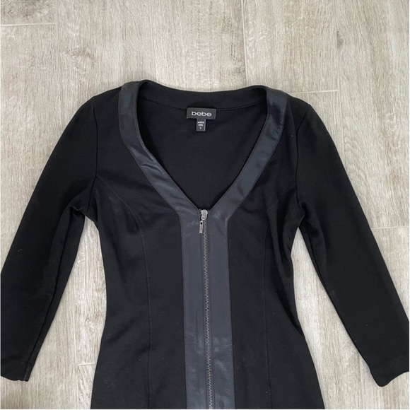 BEBE short mini skirt dress with zipper in the front leather trim size medium - Picture 5 of 13